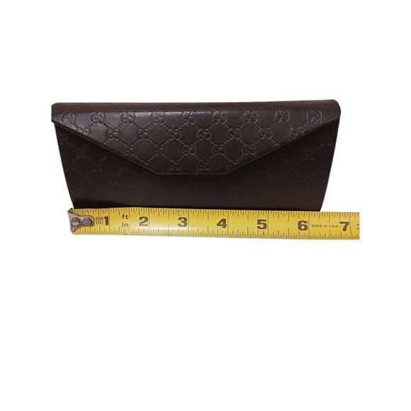 Gucci Collapsible Trifold GG Brown Leather Case Eyeglasses Sunglasses Organizer - Picture 6 of 8